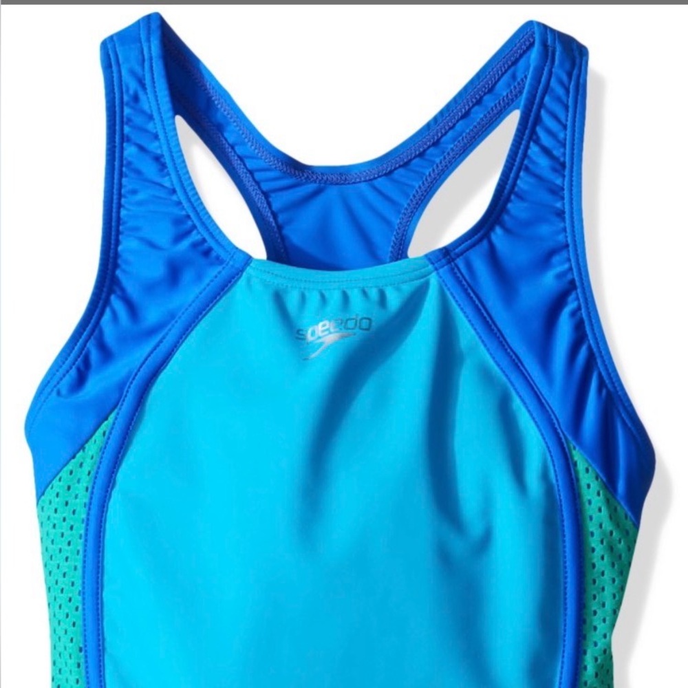 Speedo Bright Blue and Aqua Racerback One-Piece